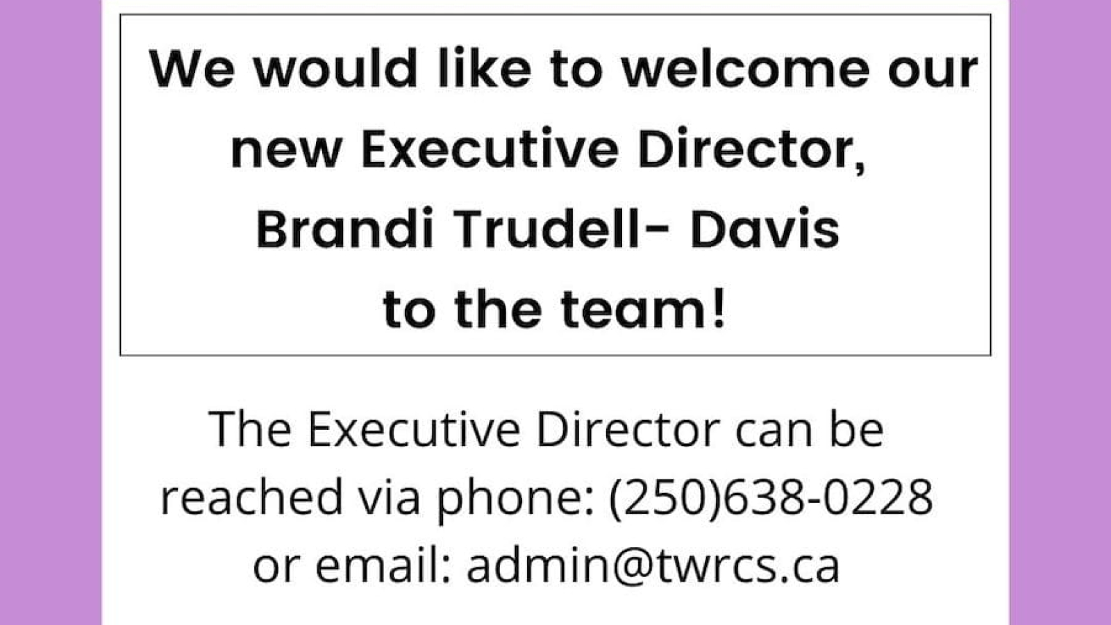 TWRCS - Executive Director Announcement - Aug 2022