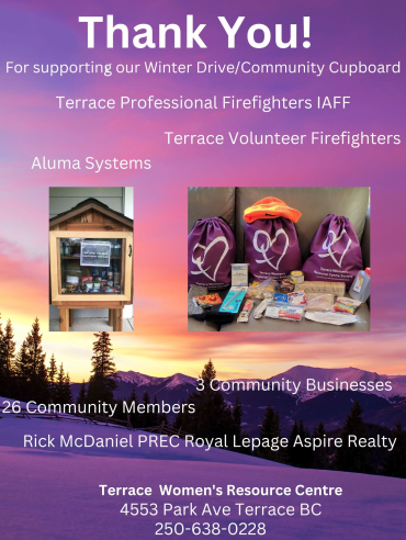 Thank You! From Terrace Women's Resource Centre