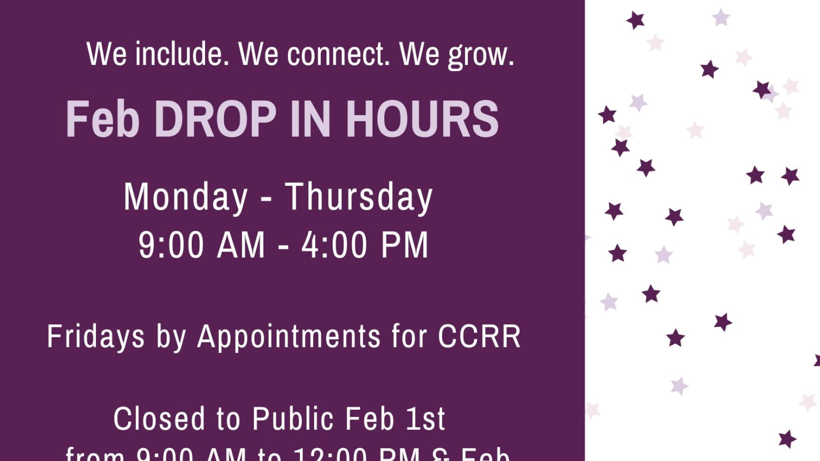 TWRCS February 2023 Hours - Mon-Thurs_9am-4pm