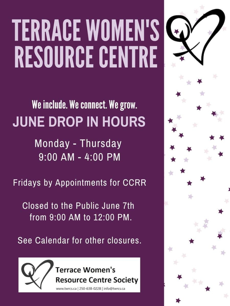 We are open in June Monday - Thursday 9:00am - 4:00pm Friday by appointment for CCRR Closed to Public June 7th from 9am to 12pm See Calendar for other closures