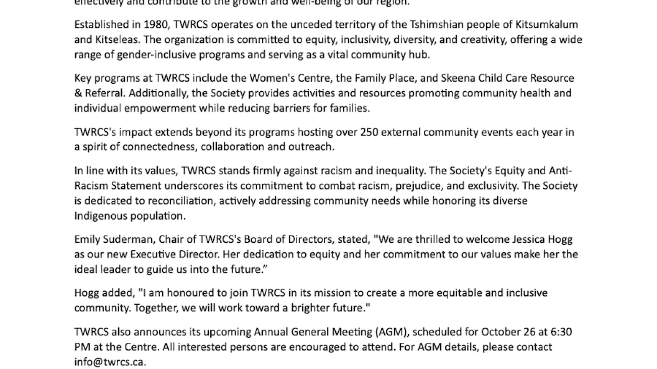 New Executive Director For TWRCS 2023